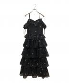 M ME EMEエムミーエメ）の古着「Lame chiffon ribbon slit onepiece」｜ブラック
