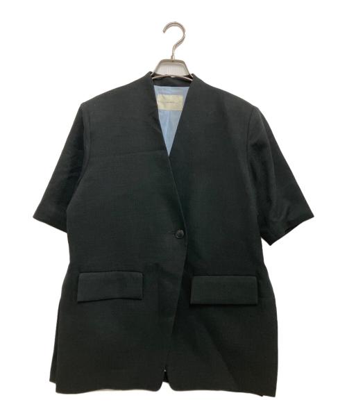Louren（ローレン）Louren (ローレン) THE TOKYO (ザトーキョー) side slit half sleeve jacket ブラック サイズ:Freeの古着・服飾アイテム