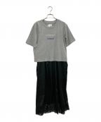 ROSE BUD×OKIRAKUローズバッド×オキラク）の古着「3WAY CAMI DRESS AND LOGO TEE SET」｜グレー×ブラック