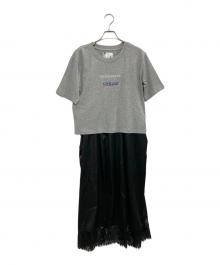ROSE BUD×OKIRAKU（ローズバッド×オキラク）の古着「3WAY CAMI DRESS AND LOGO TEE SET」｜グレー×ブラック
