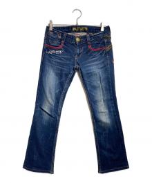 RED PEPPER×Ed Hardy（レッドペッパ×エド ハーディー）の古着「刺繍ローライズ フレアデニム/Embroidered Low-Rise Flare Denim」｜インディゴ
