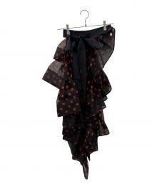 DRIES VAN NOTEN×Christian Lacroix（ドリスヴァンノッテン×クリスチャン ラクロワ）の古着「ロングポルカドットフリルラップスカート」｜ブラック