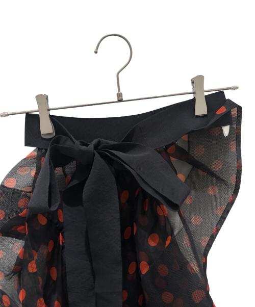 DRIES VAN NOTEN（ドリスヴァンノッテン）DRIES VAN NOTEN (ドリスヴァンノッテン) Christian Lacroix (クリスチャン ラクロワ) ロングポルカドットフリルラップスカート ブラック サイズ:XSの古着・服飾アイテム