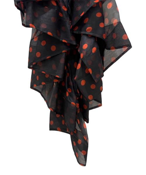DRIES VAN NOTEN（ドリスヴァンノッテン）DRIES VAN NOTEN (ドリスヴァンノッテン) Christian Lacroix (クリスチャン ラクロワ) ロングポルカドットフリルラップスカート ブラック サイズ:XSの古着・服飾アイテム