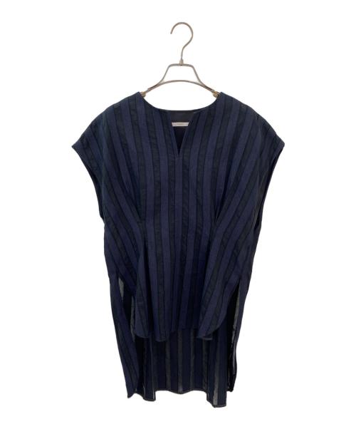 LE PHIL（ル フィル）LE PHIL (ル フィル) ウエストタックノースリーブブラウス ネイビー サイズ:Freeの古着・服飾アイテム