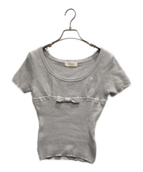 ANDMARY（アンドマリー）ANDMARY (アンドマリー) Waffle ribbon tops グレー サイズ:FREEの古着・服飾アイテム