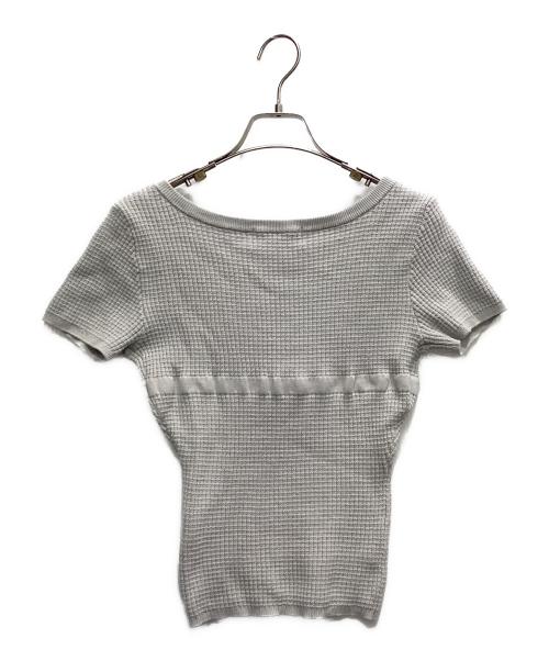 ANDMARY（アンドマリー）ANDMARY (アンドマリー) Waffle ribbon tops グレー サイズ:FREEの古着・服飾アイテム