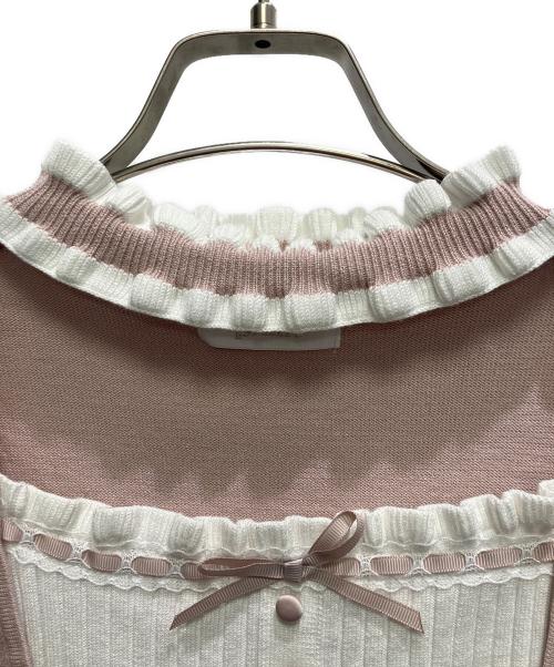 Pium（ピウム）Pium (ピウム) チョーカーフリルヨークニット ピンク サイズ:FREEの古着・服飾アイテム