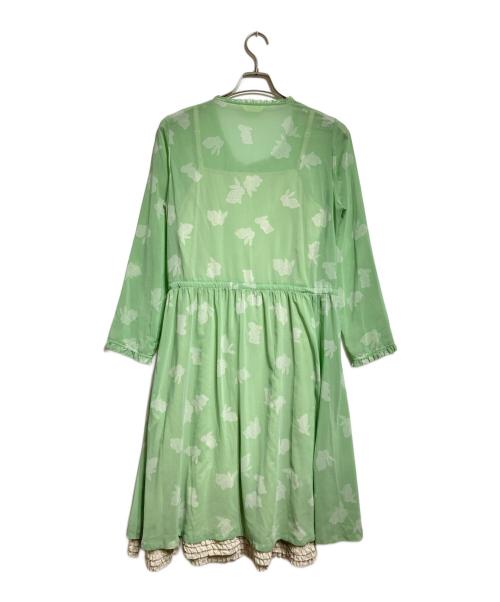 PINK HOUSE（ピンクハウス）PINK HOUSE (ピンクハウス) ウサギ柄ワンピース/Rabbit-print dress グリーン サイズ:‐の古着・服飾アイテム
