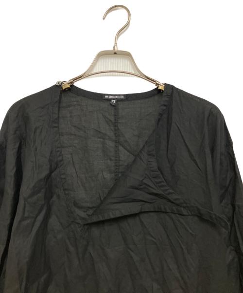 ANN DEMEULEMEESTER（アンドゥムルメステール）ANN DEMEULEMEESTER (アンドゥムルメステール) 変形シャツワンピース ブラック サイズ:XSの古着・服飾アイテム