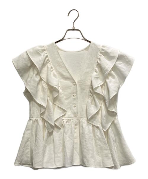 Noble（ノーブル）Noble (ノーブル) ウォーターエッジフリルブラウス ホワイト サイズ:FREEの古着・服飾アイテム