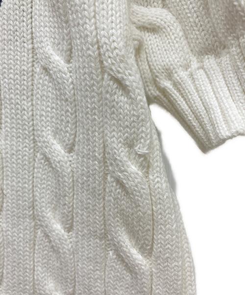 LAUREN RALPH LAUREN（ローレン ラルフ ローレン）LAUREN RALPH LAUREN (ローレン ラルフ ローレン) ロゴ刺繍半袖ケーブルニット ホワイト サイズ:SIZE XSの古着・服飾アイテム