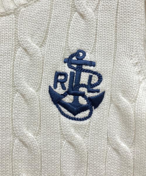 LAUREN RALPH LAUREN（ローレン ラルフ ローレン）LAUREN RALPH LAUREN (ローレン ラルフ ローレン) ロゴ刺繍半袖ケーブルニット ホワイト サイズ:SIZE XSの古着・服飾アイテム