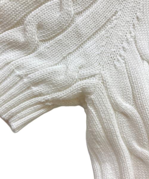LAUREN RALPH LAUREN（ローレン ラルフ ローレン）LAUREN RALPH LAUREN (ローレン ラルフ ローレン) ロゴ刺繍半袖ケーブルニット ホワイト サイズ:SIZE XSの古着・服飾アイテム