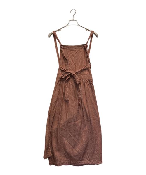 ICHI Antiquites（イチアンティークス）ichi Antiquites (イチアンティークス) コットンリネンデニムエプロンドレス ブラウン サイズ:FREEの古着・服飾アイテム