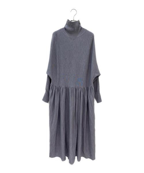 Curensology（カレンソロジー）Curensology (カレンソロジー) ウールハイネックギャザーワンピース グレー サイズ:Fの古着・服飾アイテム