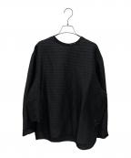 DRAWERドゥロワー）の古着「ネップノーカラーブラウス」｜ブラック
