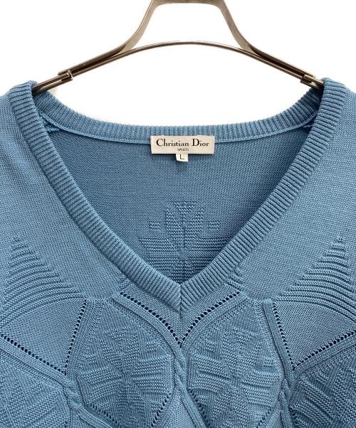 Christian Dior Sports（クリスチャン ディオールスポーツ）Christian Dior Sports (クリスチャン ディオールスポーツ) ノルディックVネックウールセーター ブルー サイズ:Lの古着・服飾アイテム