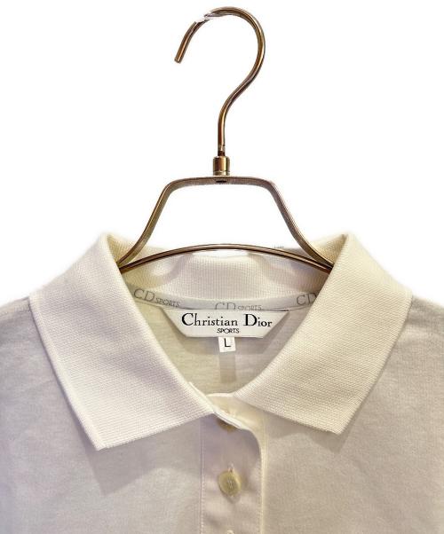 Christian Dior Sports（クリスチャン ディオールスポーツ）Christian Dior Sports (クリスチャン ディオールスポーツ) エンブロイダリ長袖ポロシャツ ホワイト サイズ:Lの古着・服飾アイテム