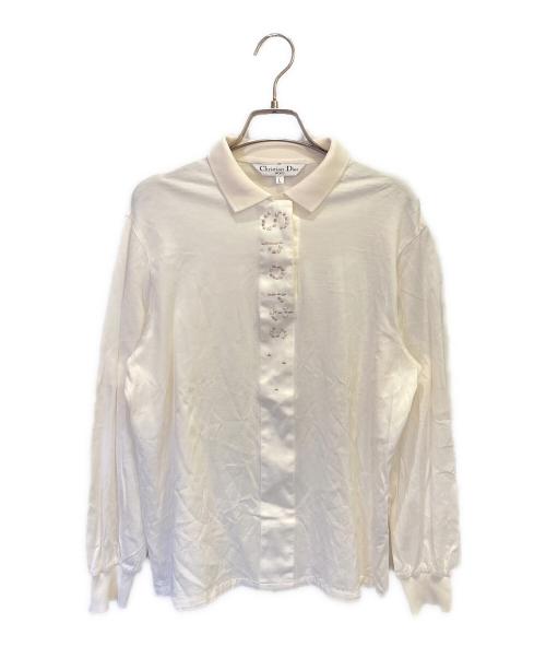 Christian Dior Sports（クリスチャン ディオールスポーツ）Christian Dior Sports (クリスチャン ディオールスポーツ) ロゴエンブロイダリ長袖ポロシャツ ベージュ サイズ:Lの古着・服飾アイテム