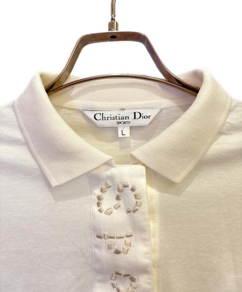 Christian Dior Sports（クリスチャン ディオールスポーツ）Christian Dior Sports (クリスチャン ディオールスポーツ) ロゴエンブロイダリ長袖ポロシャツ ベージュ サイズ:Lの古着・服飾アイテム