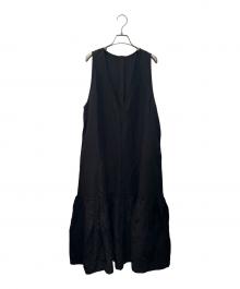 nest Robe（ネストローブ）の古着「シルクリネンVネック2wayワンピース」｜ブラック