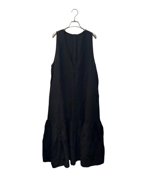 nest Robe（ネストローブ）nest Robe (ネストローブ) シルクリネンVネック2wayワンピース ブラック サイズ:Ｆの古着・服飾アイテム