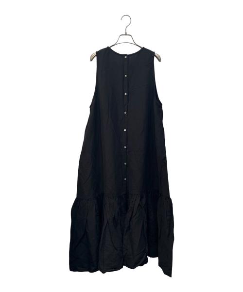 nest Robe（ネストローブ）nest Robe (ネストローブ) シルクリネンVネック2wayワンピース ブラック サイズ:Ｆの古着・服飾アイテム