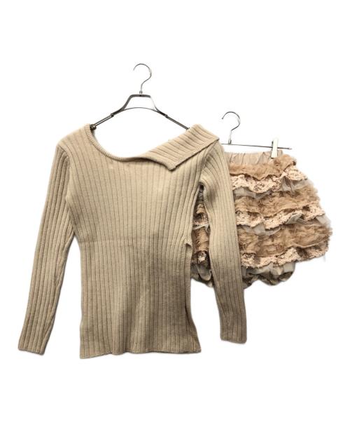 darich（ダーリッチ）darich (ダーリッチ) ランダムフリルニットセットアップ ベージュ サイズ:FREE 未使用品の古着・服飾アイテム