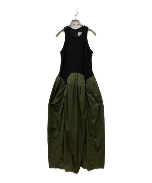 OMMO（オーエムエムオー）OMMO (オーエムエムオー) ARCH FLOW GATHER OP ブラック×カーキ サイズ:SIZE 36の古着・服飾アイテム