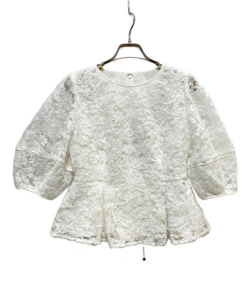 JUSGLITTY（ジャスグリッティー）JUSGLITTY (ジャスグリッティー) チュールレースブラウス ホワイト サイズ:1の古着・服飾アイテム