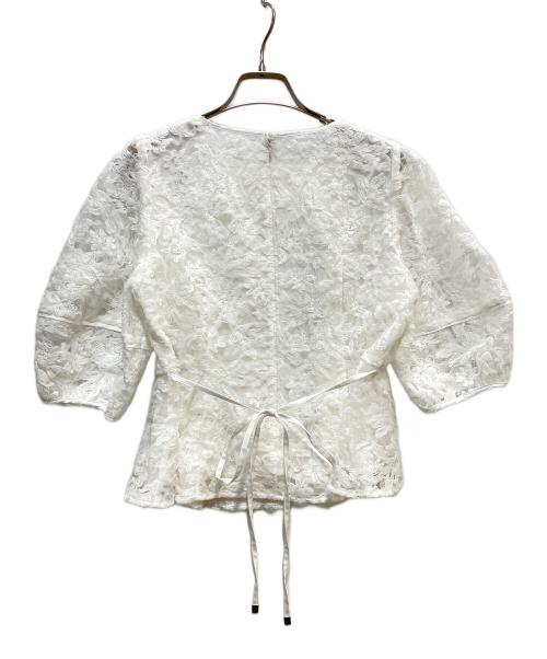JUSGLITTY（ジャスグリッティー）JUSGLITTY (ジャスグリッティー) チュールレースブラウス ホワイト サイズ:1の古着・服飾アイテム
