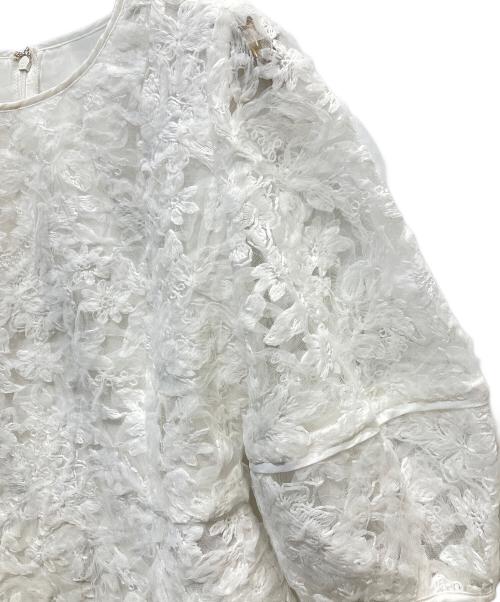 JUSGLITTY（ジャスグリッティー）JUSGLITTY (ジャスグリッティー) チュールレースブラウス ホワイト サイズ:1の古着・服飾アイテム