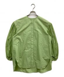 DRAWER（ドゥロワー）の古着「ギャザースリーブブラウス」｜グリーン
