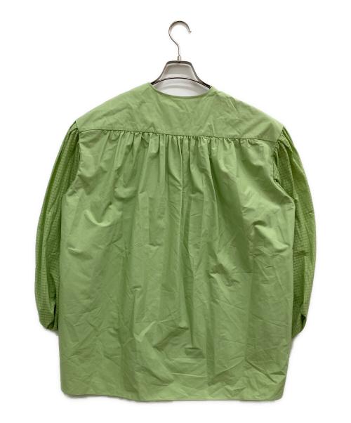 DRAWER（ドゥロワー）DRAWER (ドゥロワー) ギャザースリーブブラウス グリーン サイズ:38の古着・服飾アイテム