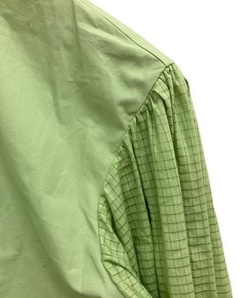 DRAWER（ドゥロワー）DRAWER (ドゥロワー) ギャザースリーブブラウス グリーン サイズ:38の古着・服飾アイテム