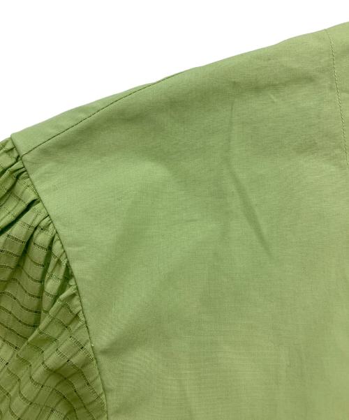 DRAWER（ドゥロワー）DRAWER (ドゥロワー) ギャザースリーブブラウス グリーン サイズ:38の古着・服飾アイテム