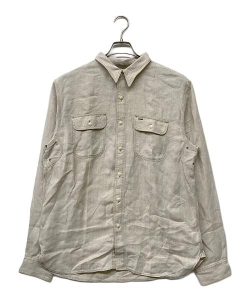RRL（ダブルアールエル）RRL (ダブルアールエル) リネンヘリンボーンツイルワークシャツ ベージュ サイズ:Lの古着・服飾アイテム