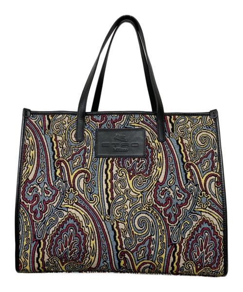 ETRO（エトロ）ETRO (エトロ) ジャガード ペイズリー柄トートバッグ ブラックの古着・服飾アイテム