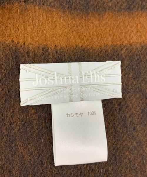 JOSHUA ELLIS（ジョシュア エリス）Joshua Ellis (ジョシュア エリス) カシミヤチェック大判ストール ネイビー×ブラウンの古着・服飾アイテム