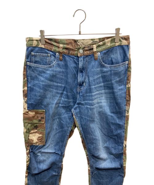 Hysteric Glamour（ヒステリックグラマー）Hysteric Glamour (ヒステリックグラマー) USED加工 デニム×アーミーサテンカーゴパンツ ブルー サイズ:86cmの古着・服飾アイテム