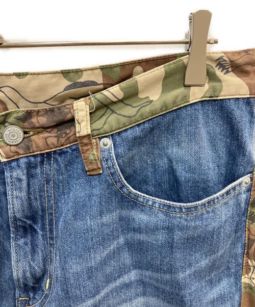 Hysteric Glamour（ヒステリックグラマー）Hysteric Glamour (ヒステリックグラマー) USED加工 デニム×アーミーサテンカーゴパンツ ブルー サイズ:86cmの古着・服飾アイテム