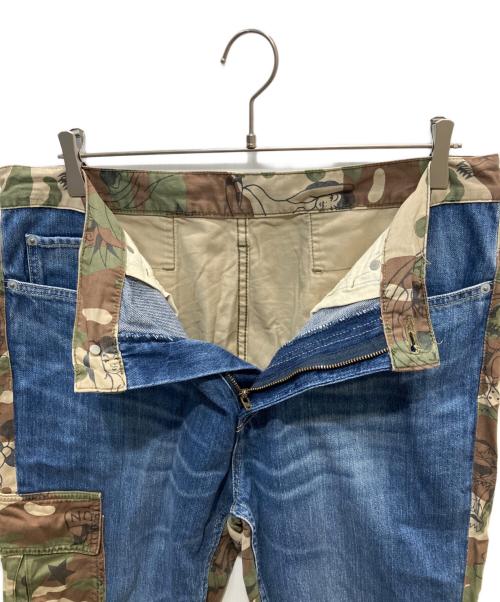 Hysteric Glamour（ヒステリックグラマー）Hysteric Glamour (ヒステリックグラマー) USED加工 デニム×アーミーサテンカーゴパンツ ブルー サイズ:86cmの古着・服飾アイテム