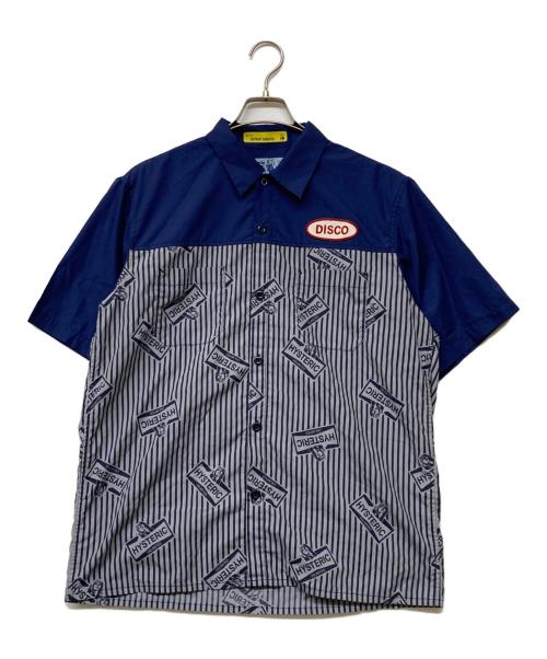 Hysteric Glamour（ヒステリックグラマー）Hysteric Glamour (ヒステリックグラマー) DISCOワッペン 半袖エンジニアシャツ ネイビー サイズ:Ｌの古着・服飾アイテム