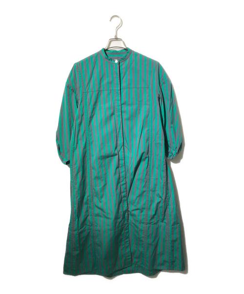 JIL SANDER（ジルサンダー）JIL SANDER (ジルサンダー) バンドカエアーストライプシャツワンピース/七分袖ワンピース グリーン サイズ:32の古着・服飾アイテム