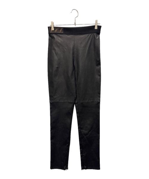 FENDI（フェンディ）FENDI (フェンディ) Leather Leggings / Leather Trousers/レザー レギンスパンツ ブラック サイズ:42の古着・服飾アイテム