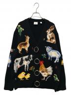BURBERRYバーバリー）の古着「ローズマリー アニマル インターシャ ウール＆カシミア カーディガン」｜ブラック