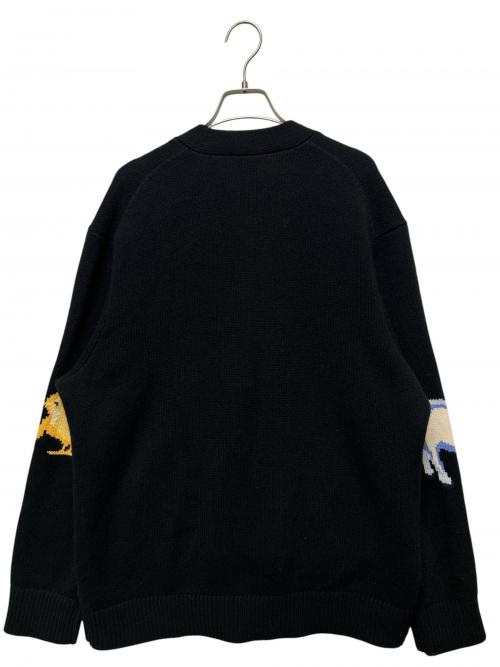 BURBERRY（バーバリー）BURBERRY (バーバリー) ローズマリー アニマル インターシャ ウール＆カシミア カーディガン ブラック サイズ:Mの古着・服飾アイテム