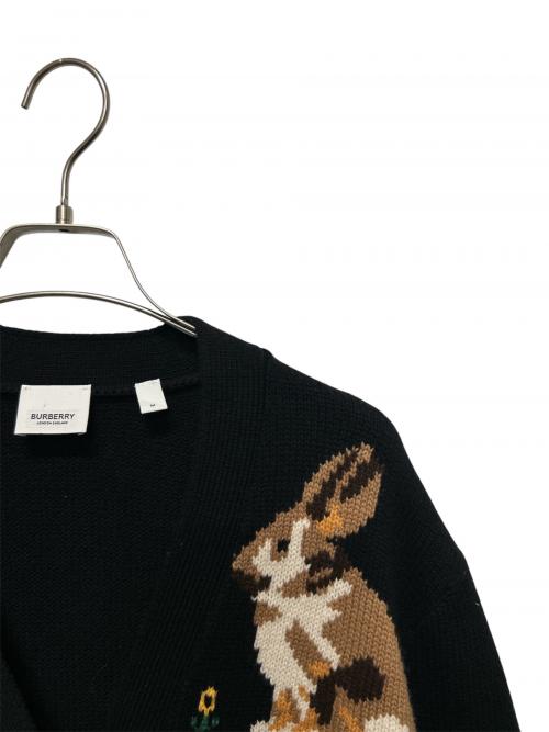 BURBERRY（バーバリー）BURBERRY (バーバリー) ローズマリー アニマル インターシャ ウール＆カシミア カーディガン ブラック サイズ:Mの古着・服飾アイテム