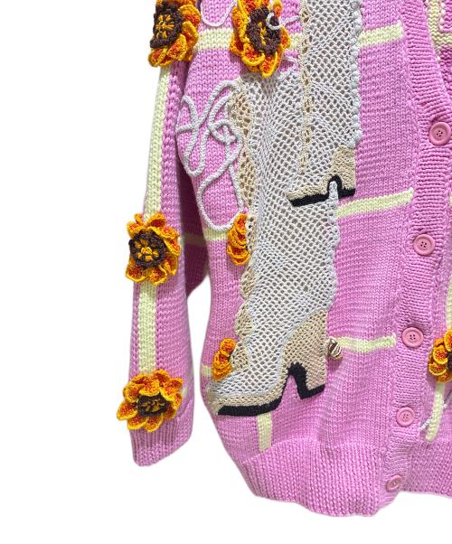 LOEWE（ロエベ）LOEWE (ロエベ) ピンク 3Dフラワー ニット カーディガン ピンク サイズ:Sの古着・服飾アイテム